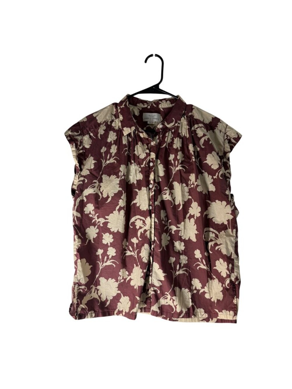 Trovata Birds of Paradis Burgundy Cream Floral Button Shirt Womens Size Medium